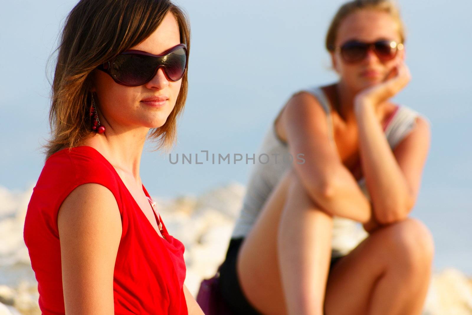 young girls in Croatia beach