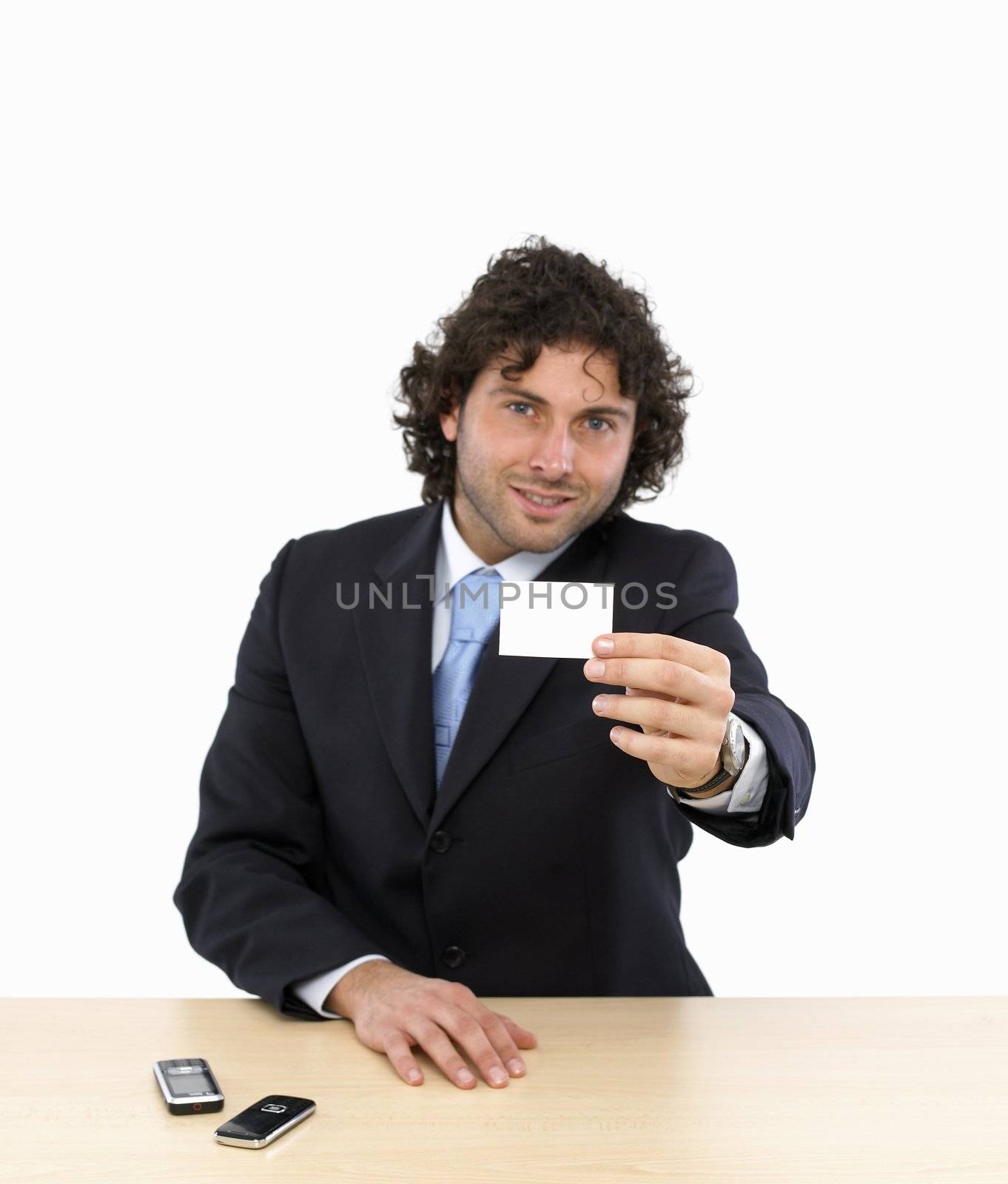 Businessman with Blank Business Card