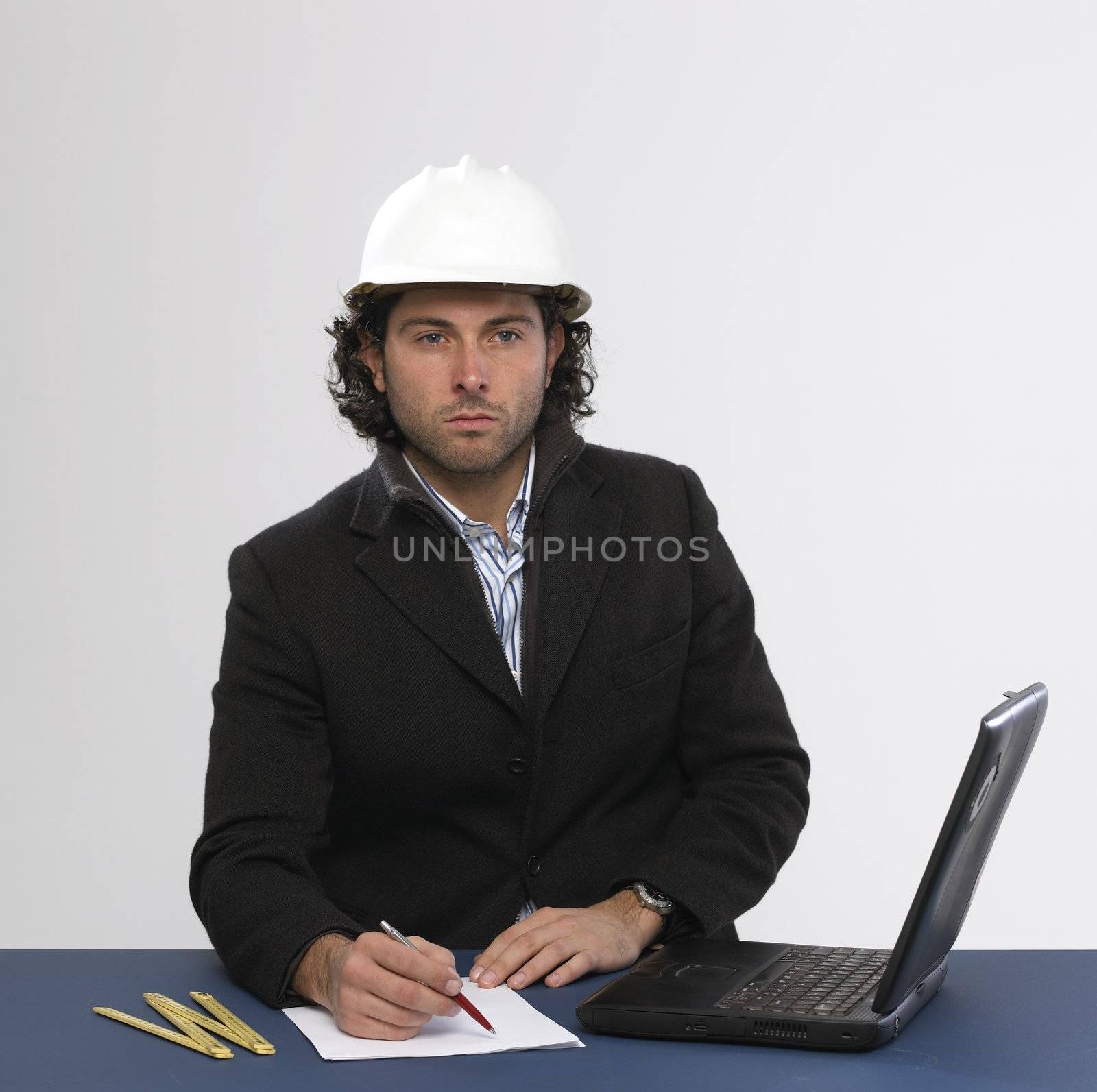 Young architect at work
