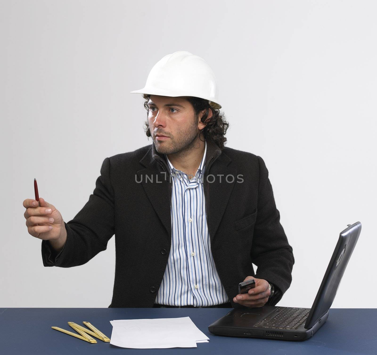 Young architect at work