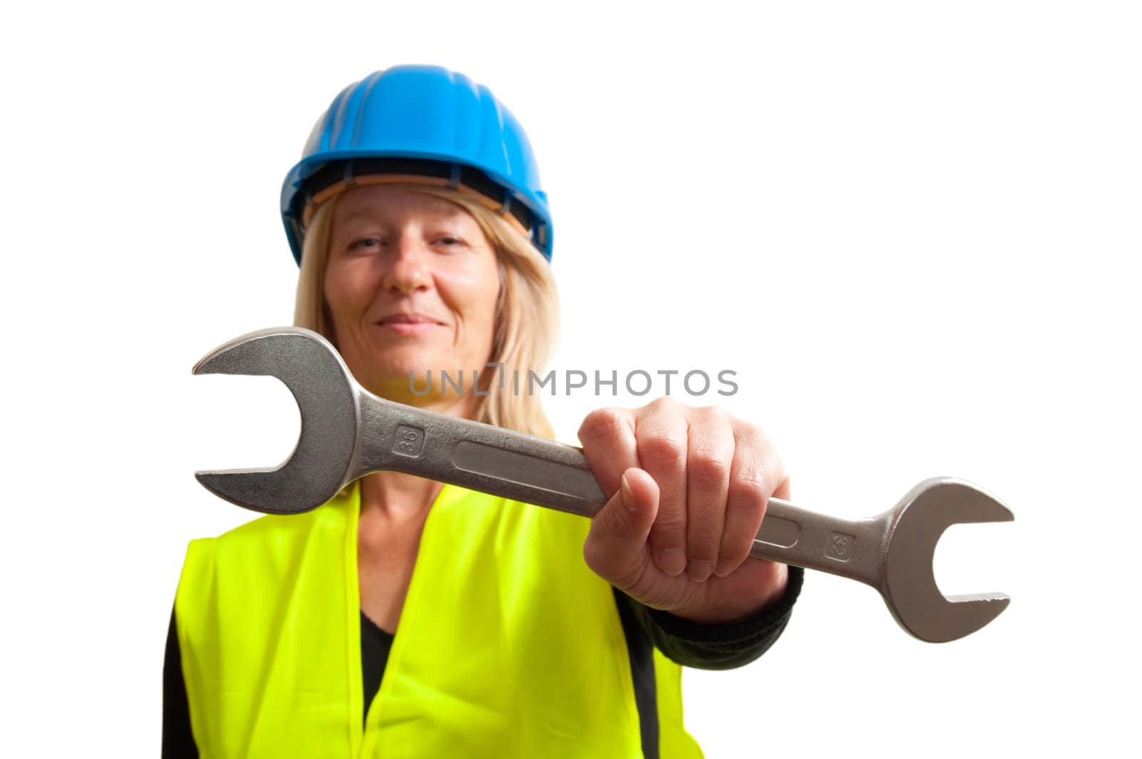Female worker with tool.