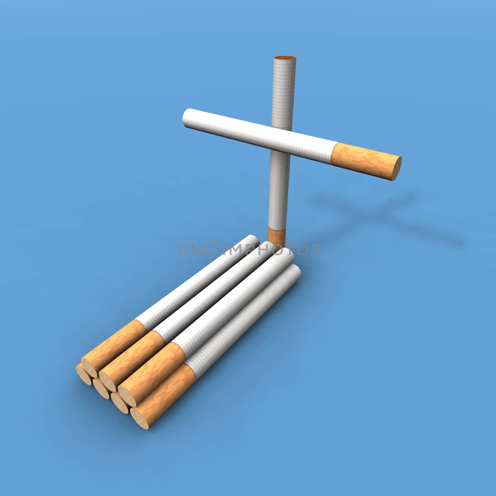 a 3d render of a grave made with cigarettes