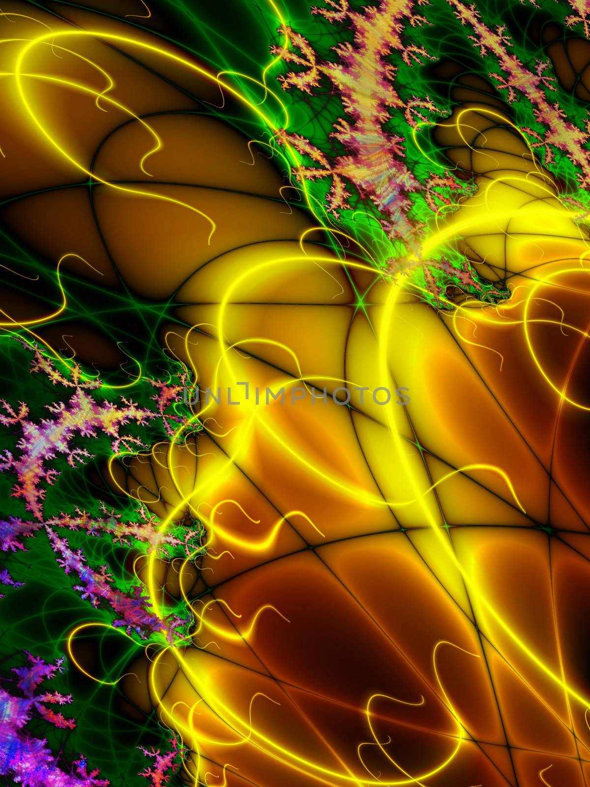 Computer generated abstract coloured fractal background illustration