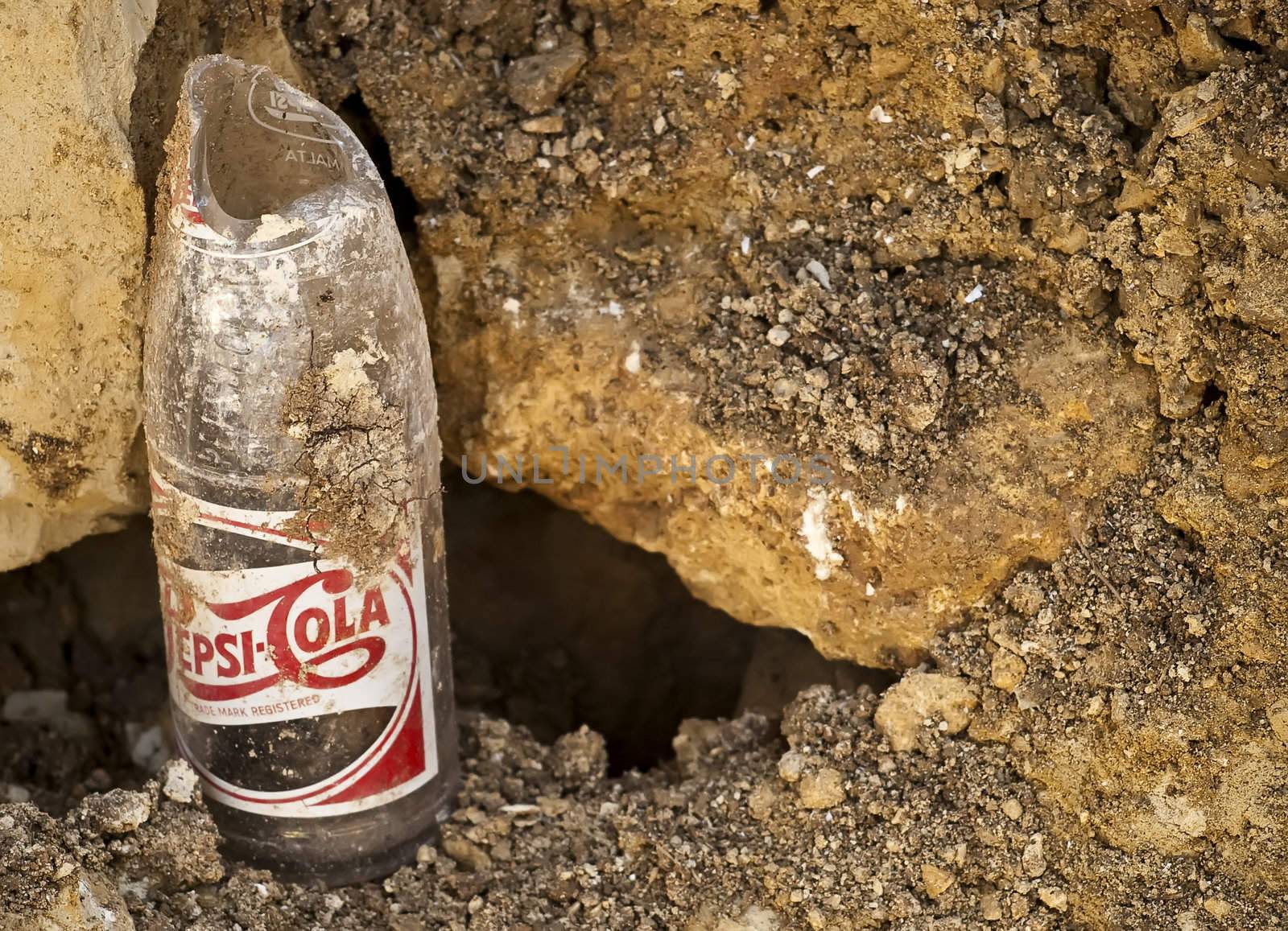 A broken 1955 Pepsi Cola bottle from the Malta bottling plant