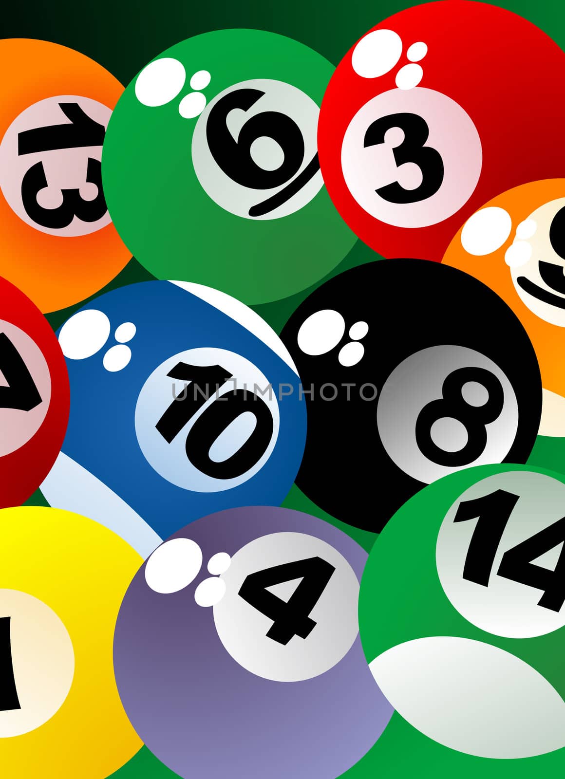 Billiard balls colorful background, abstract art