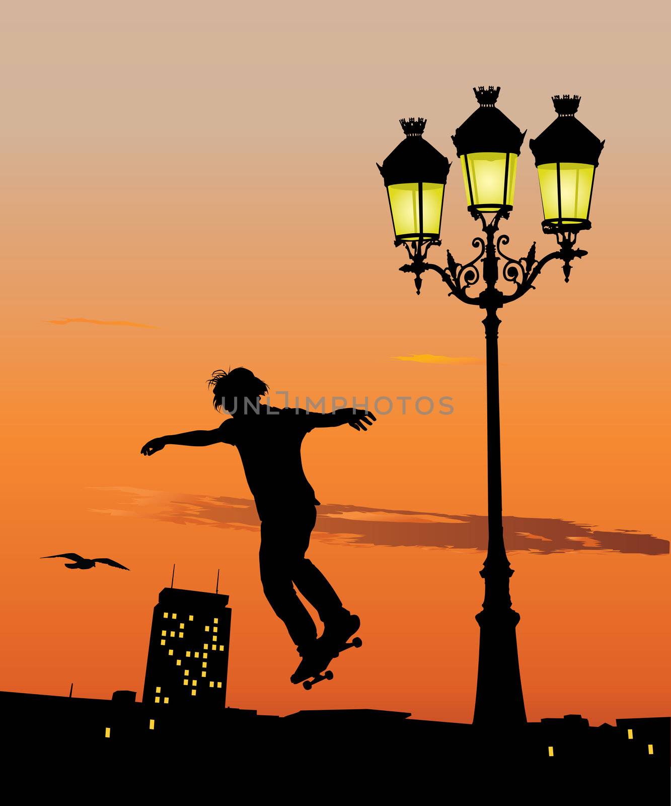 Skateboard jump by ints