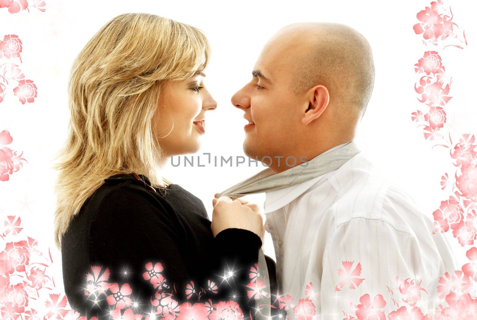 picture of sweet couple foreplay with flowers