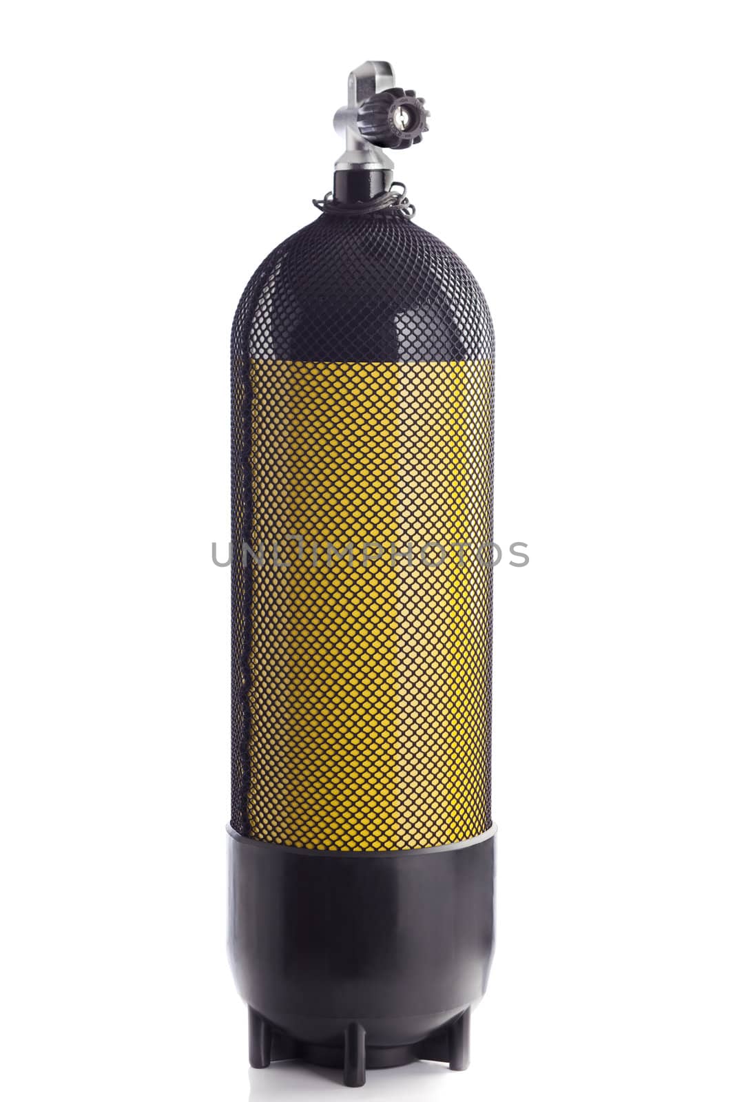 Scuba diving air tank over white background