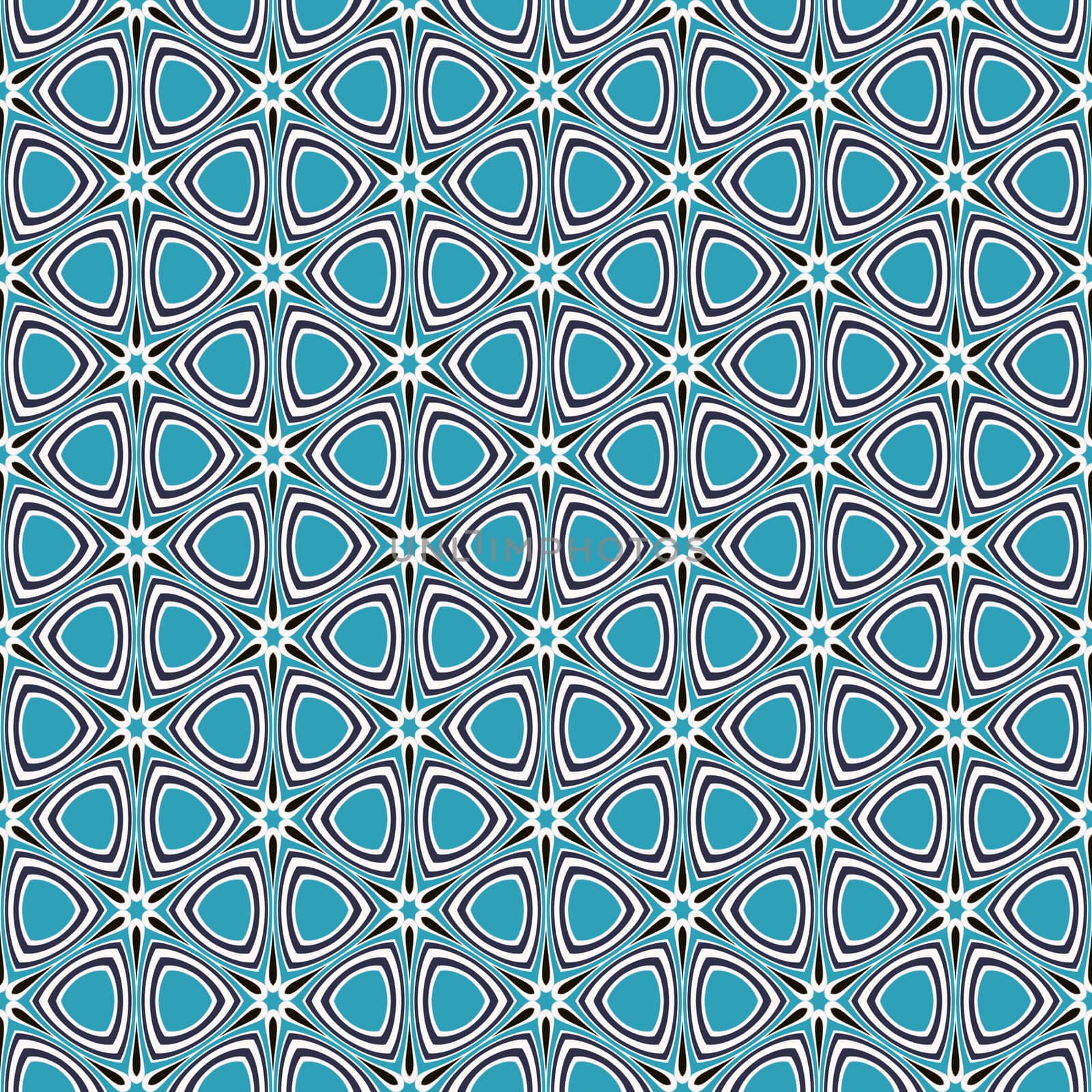seamless texture of blue, black and white star shapes in retro style