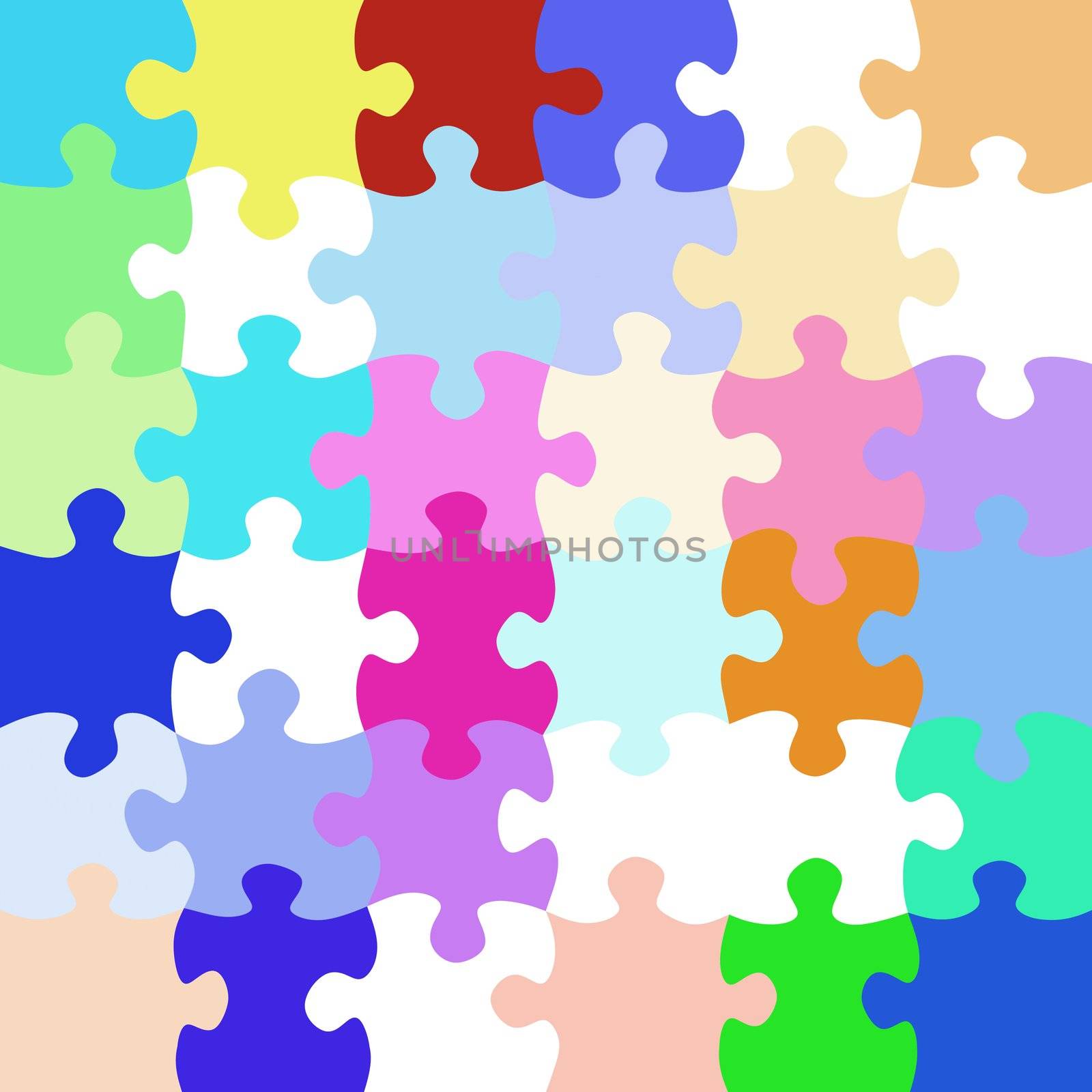texture of colorful bright jigsaw puzzle pieces