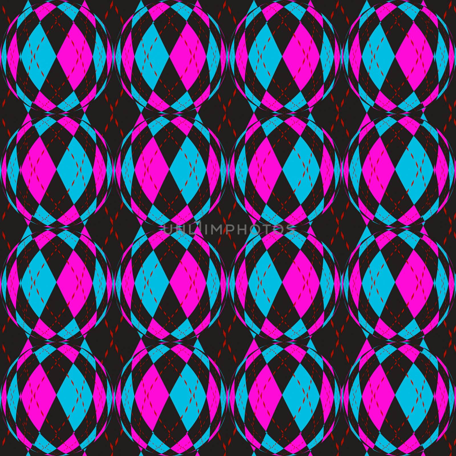 seamless texture of balls with blue and pink checks motive