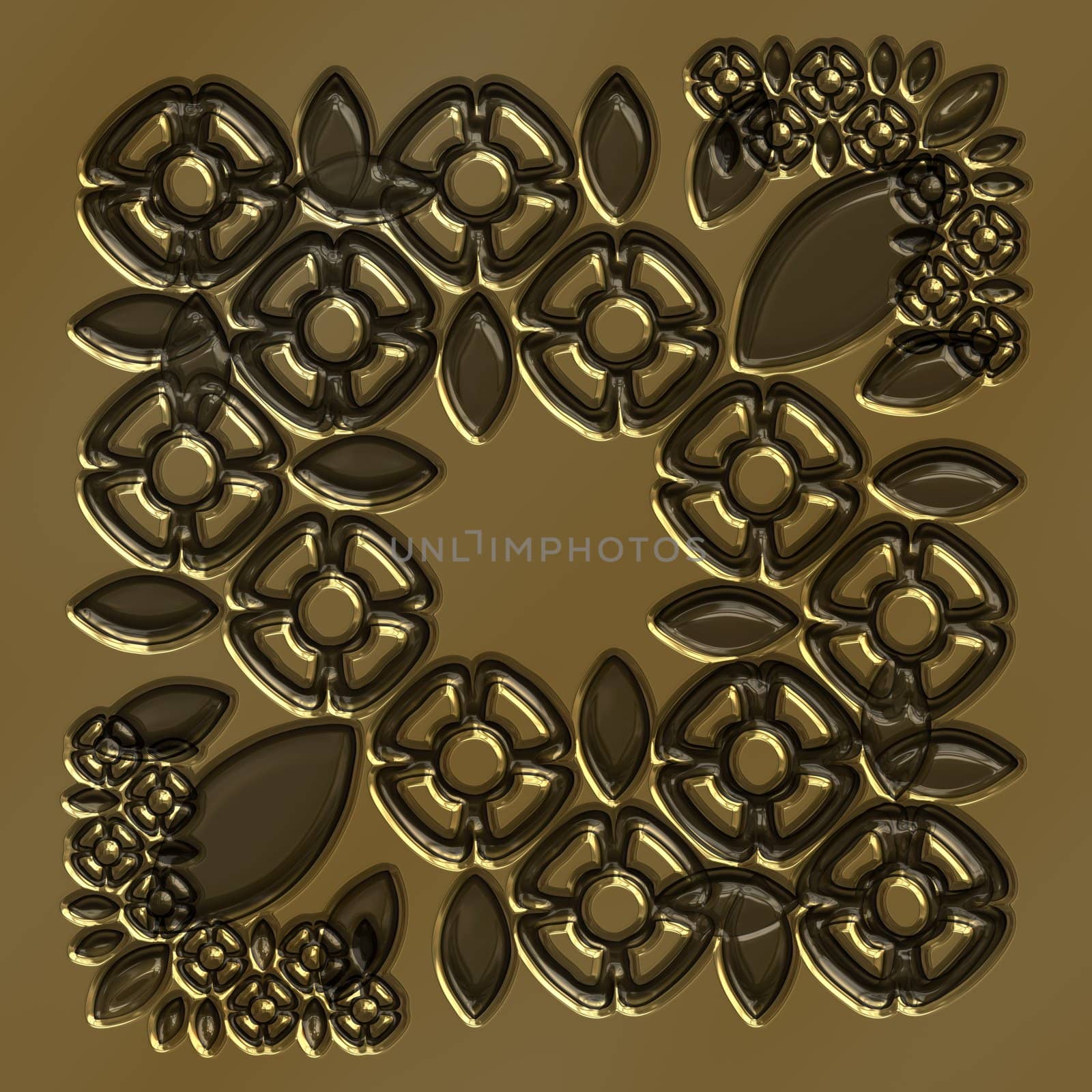 texture of gold to brown abstract flower shapes imprinted