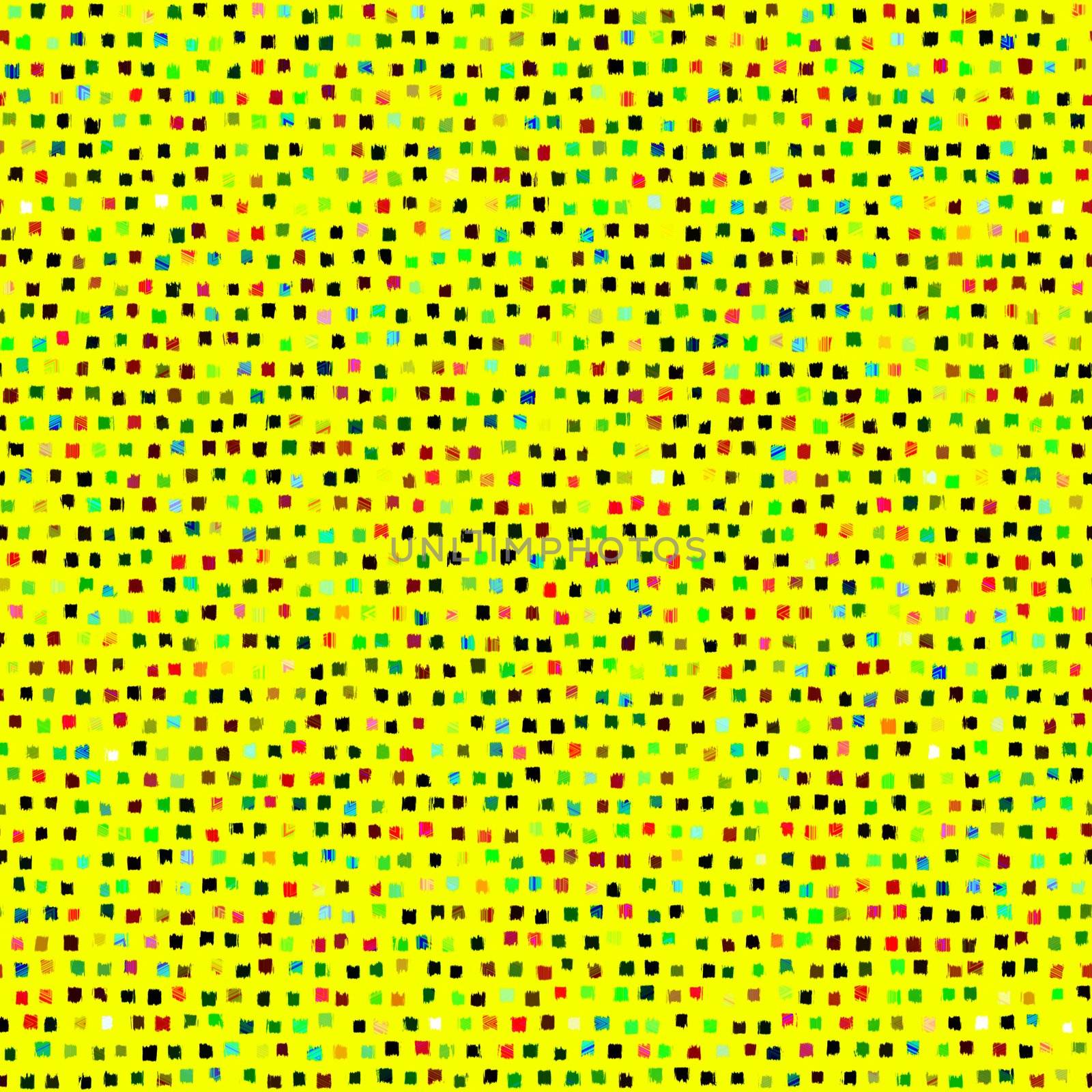 seamless texture of many colorful little scribbles on bright yellow