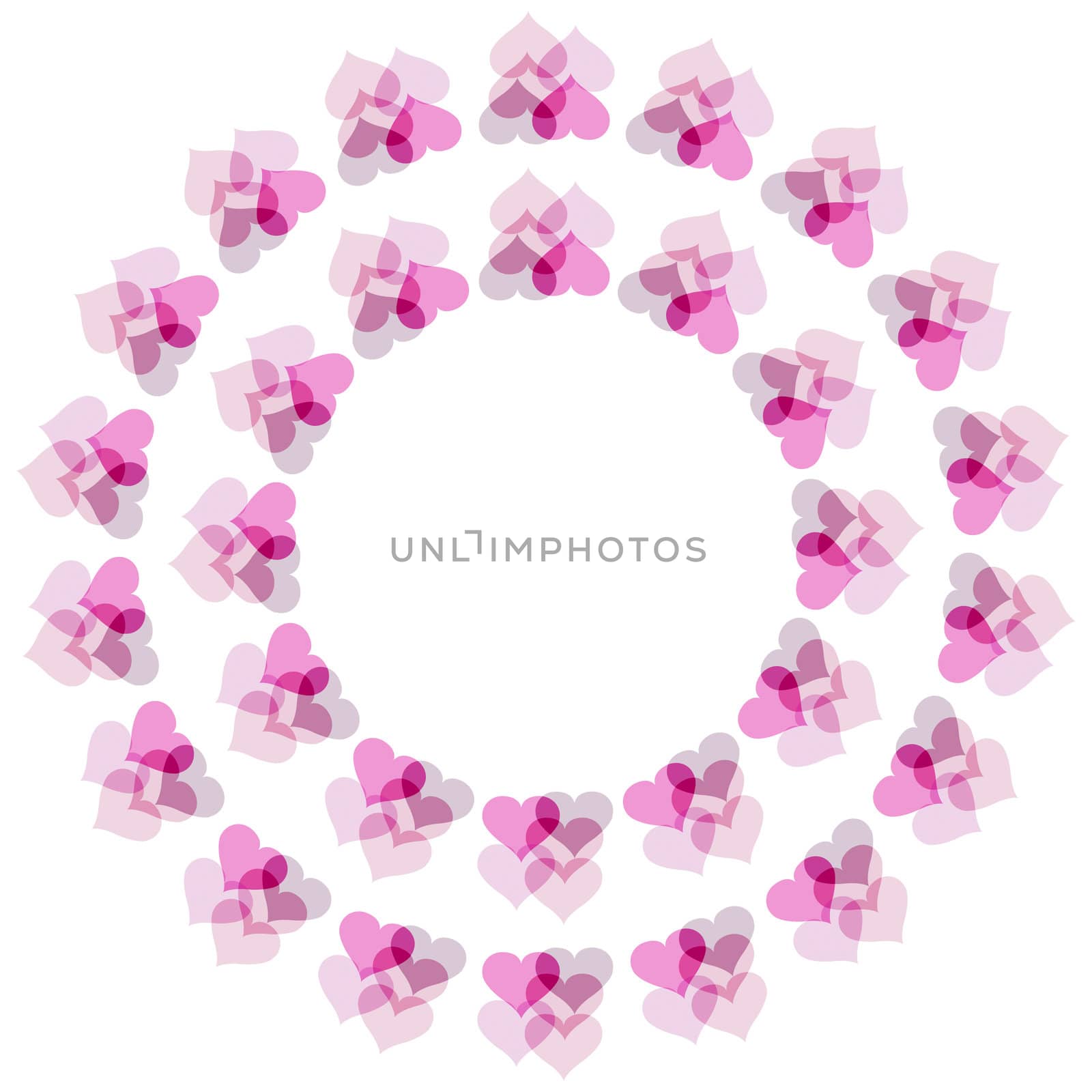 texture of two rings of hearts on white background