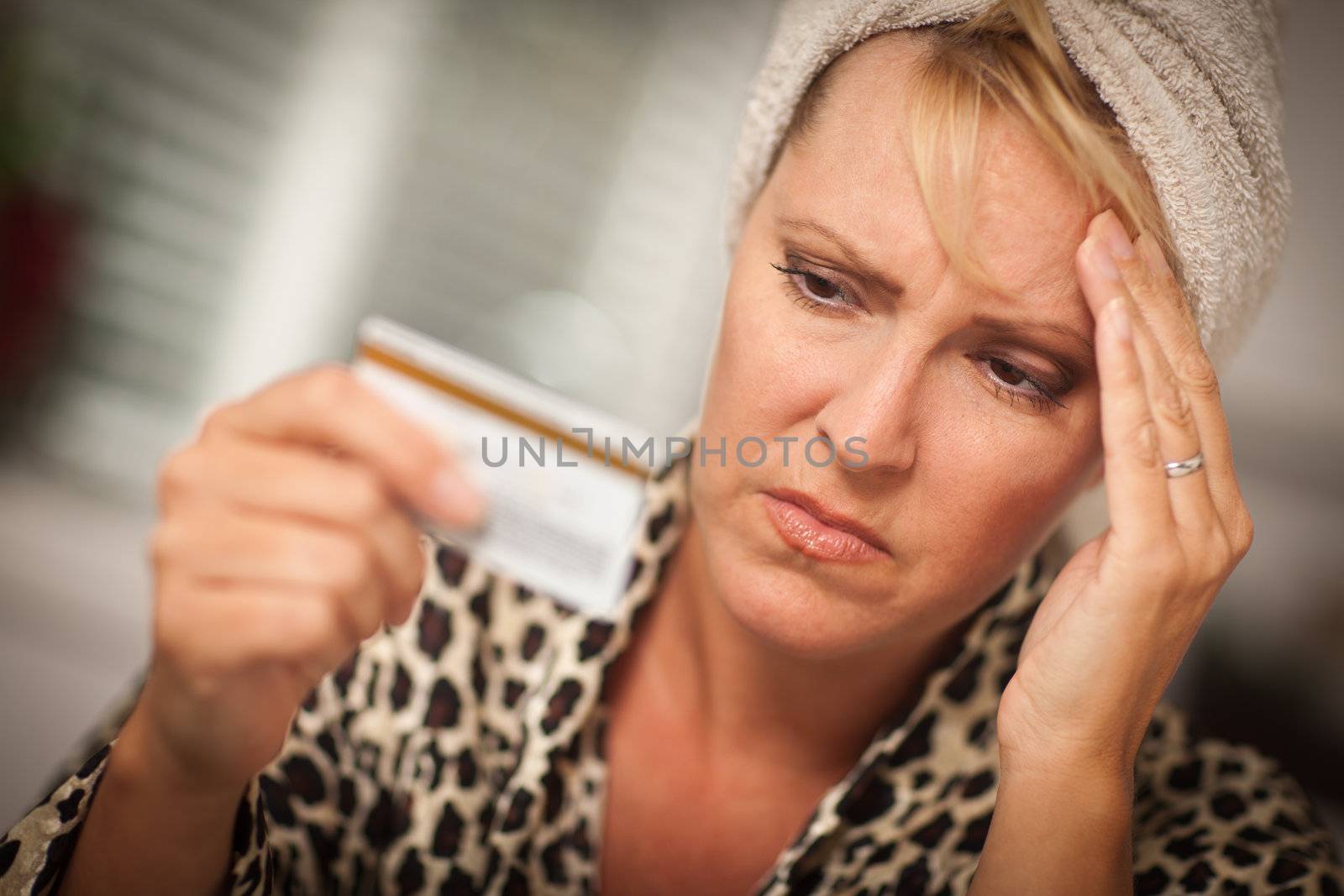 Woman Obviously Very Upset Over Her Credit Card.