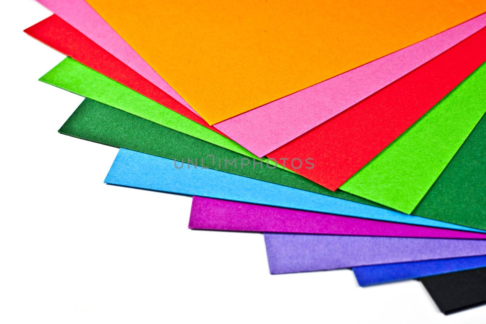 Multi-color color cardboard paper. From dark to bright side.