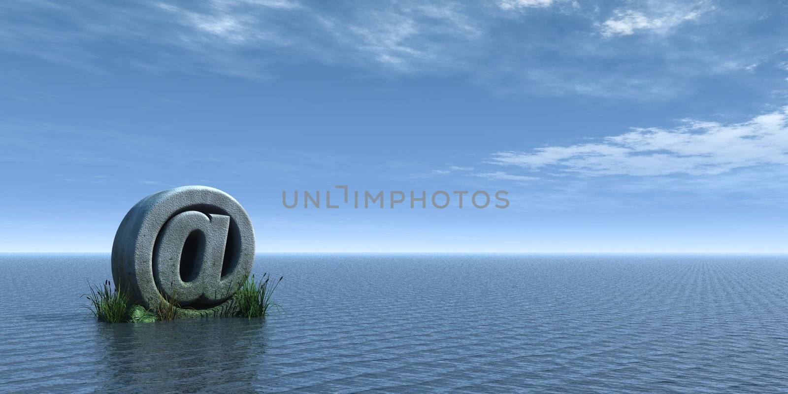 email alias rock at the ocean - 3d illustration