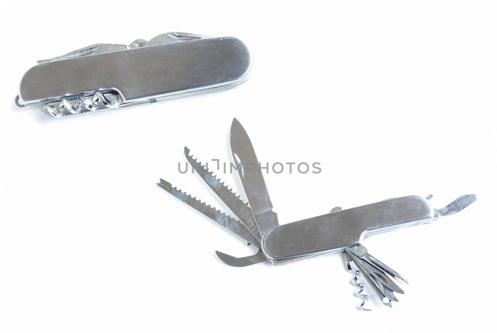 A small metal pocket knife on white background.