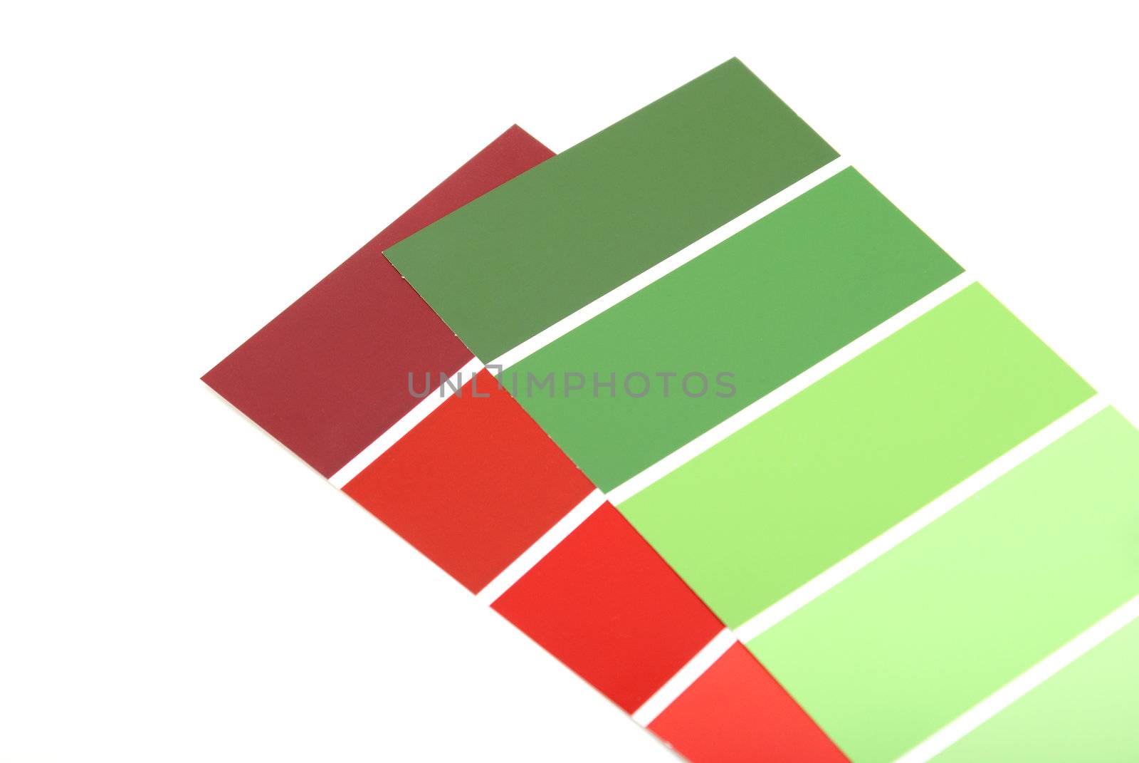 A red and green paint sample on white background.