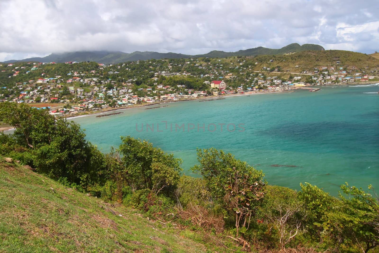 The town of Dennery on the Caribbean island of Saint Lucia