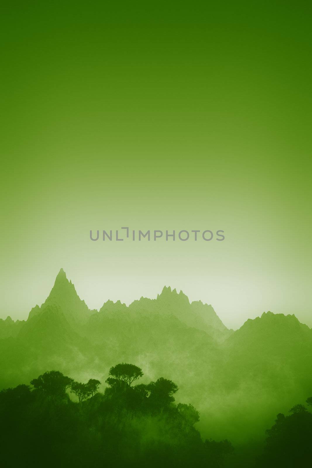 A dreamy green landscape with lots of space for your text