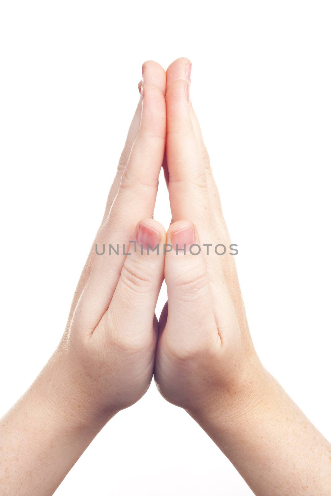 sign with the hand and fingers isolated over a withe background