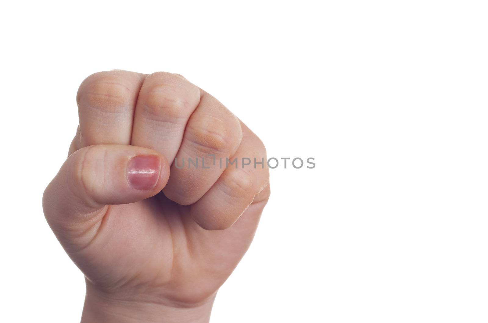 sign with the hand and fingers isolated over a withe background