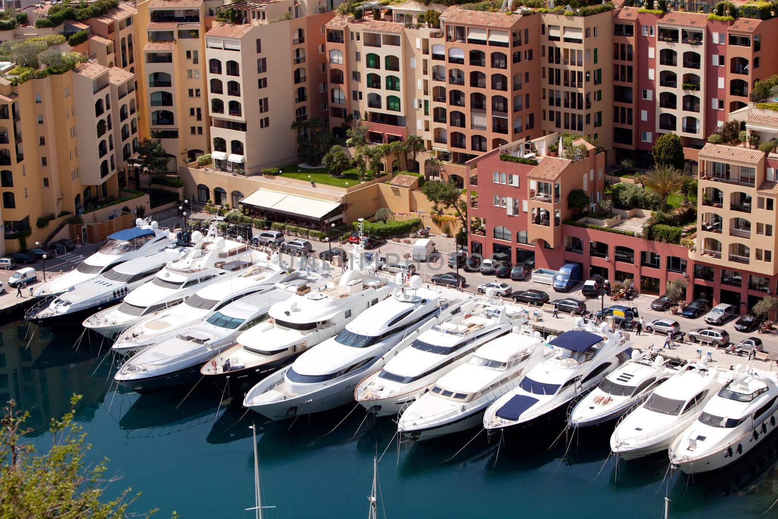 A row of yachts in Monaco, Monte Carlo