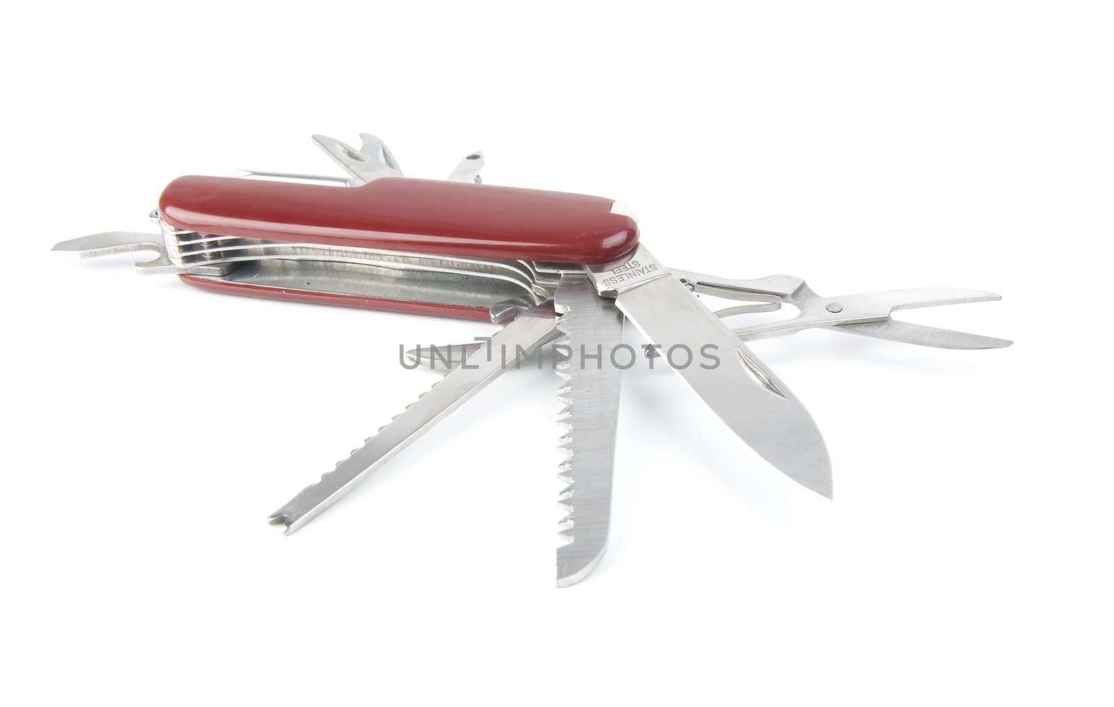 marketing red swiss army pocket knife tool by Trebuchet