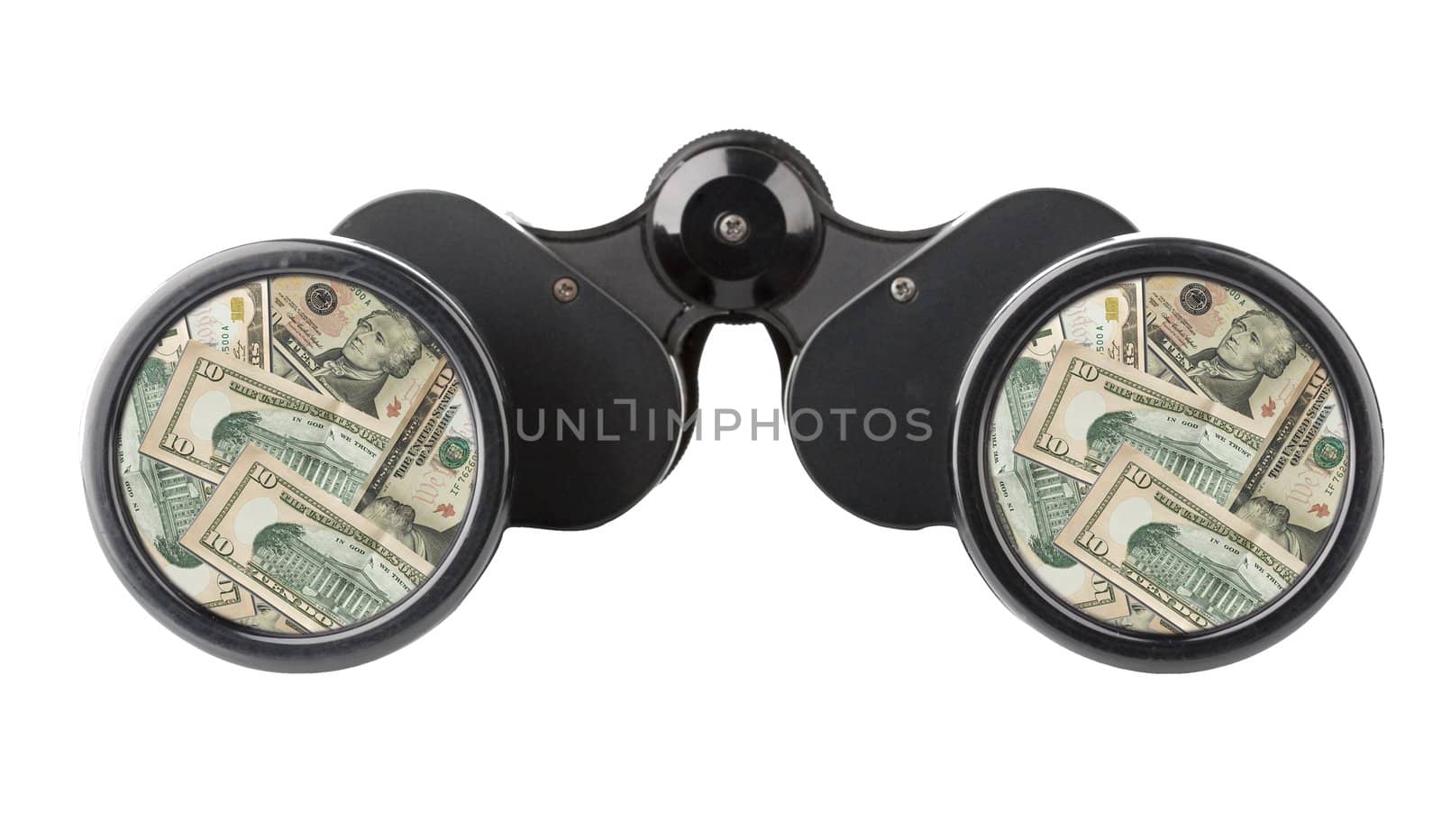 isolated binoculars with money by Trebuchet