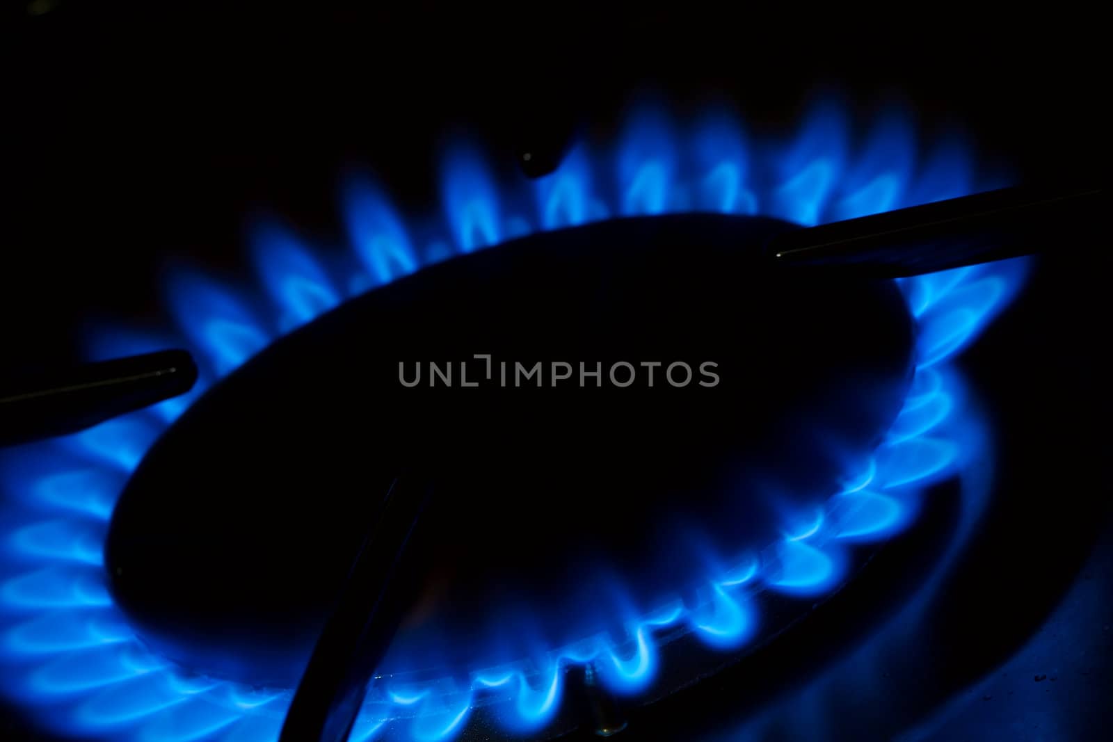 Burning flame of a gas stove