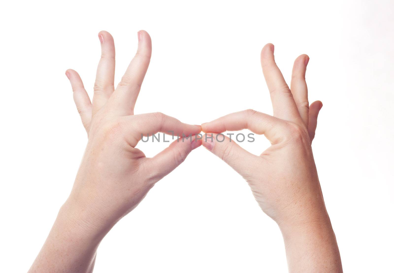 sign with the hand and fingers isolated over a withe background