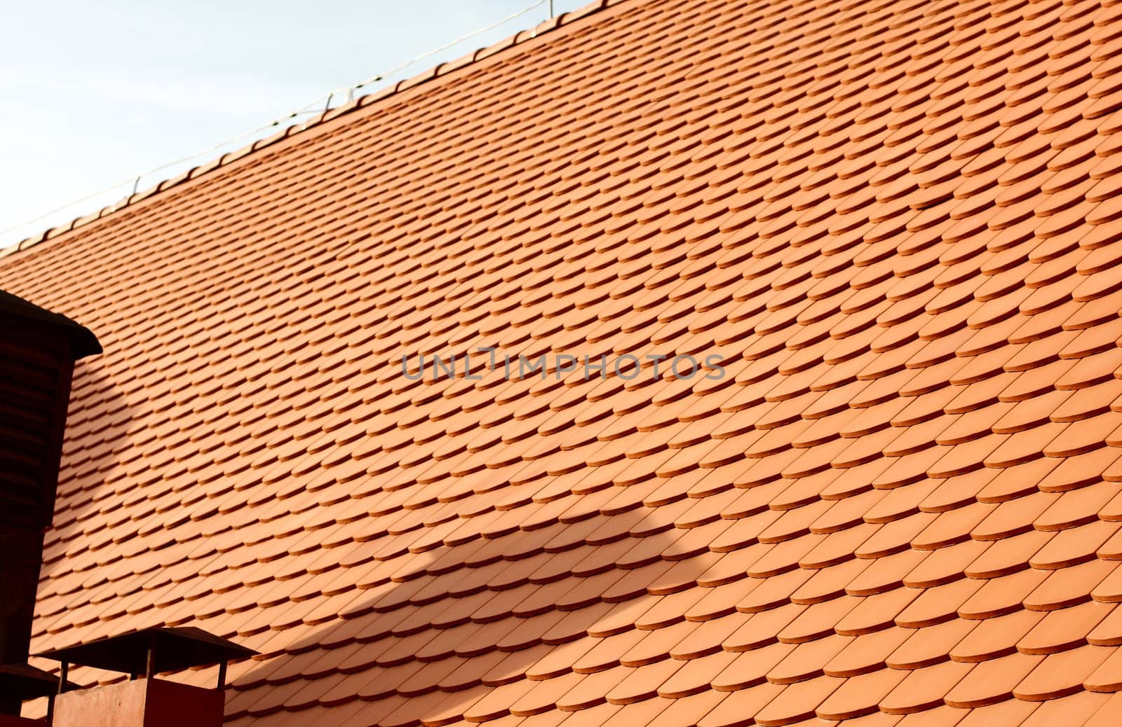 Roof with bright brown tiles