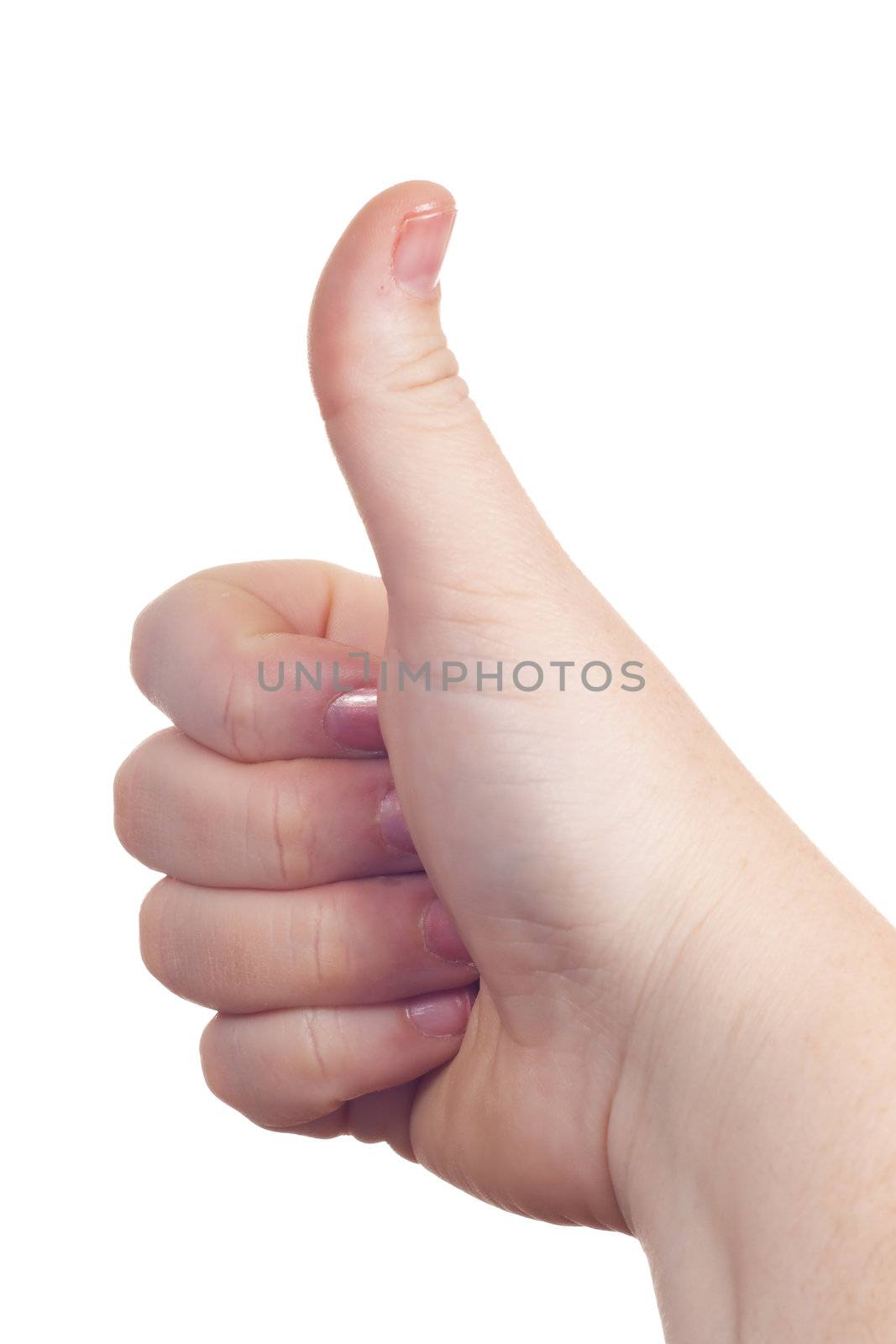 sign with the hand and fingers isolated over a withe background