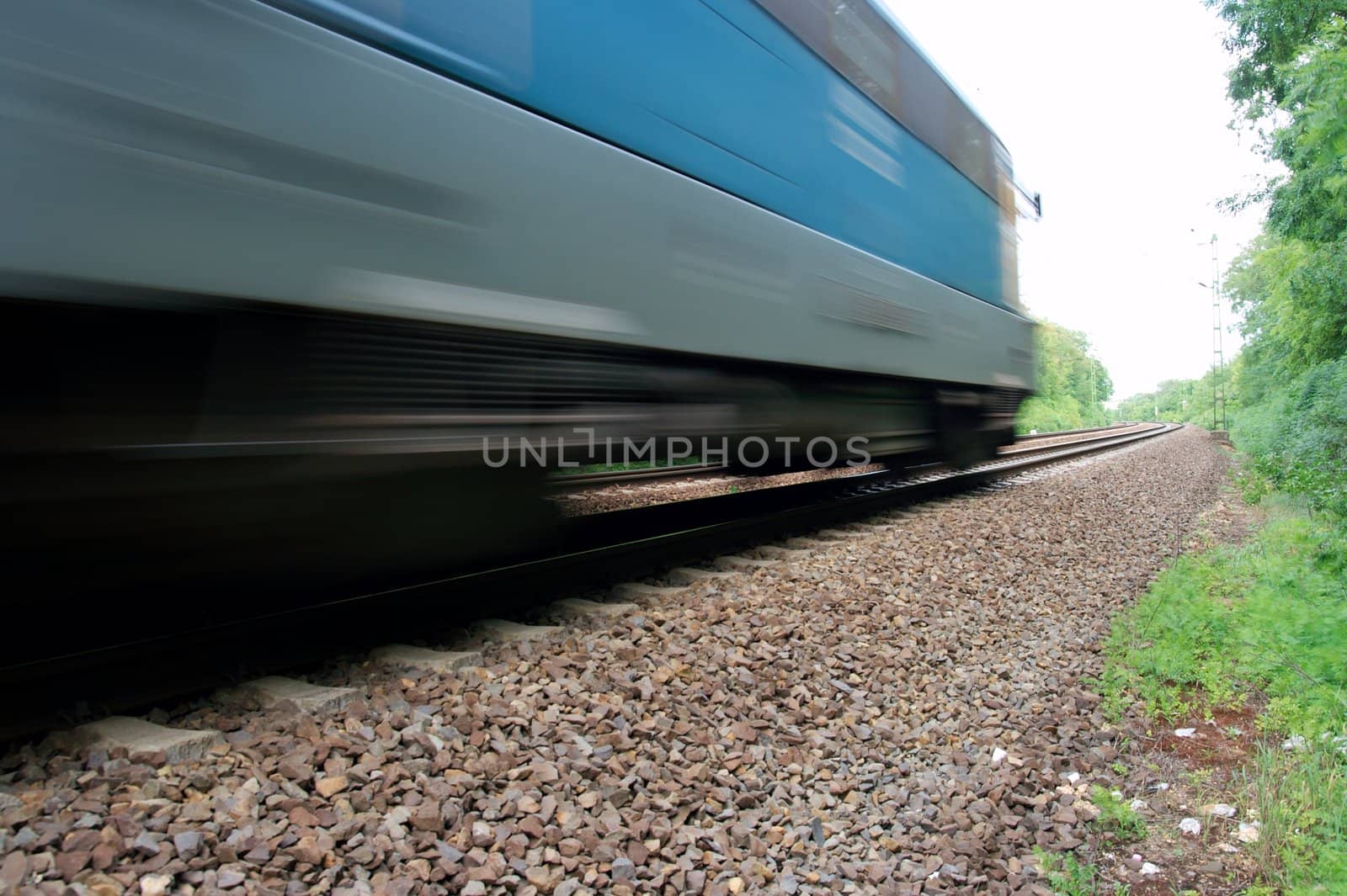 Fast train passing by with motion blur