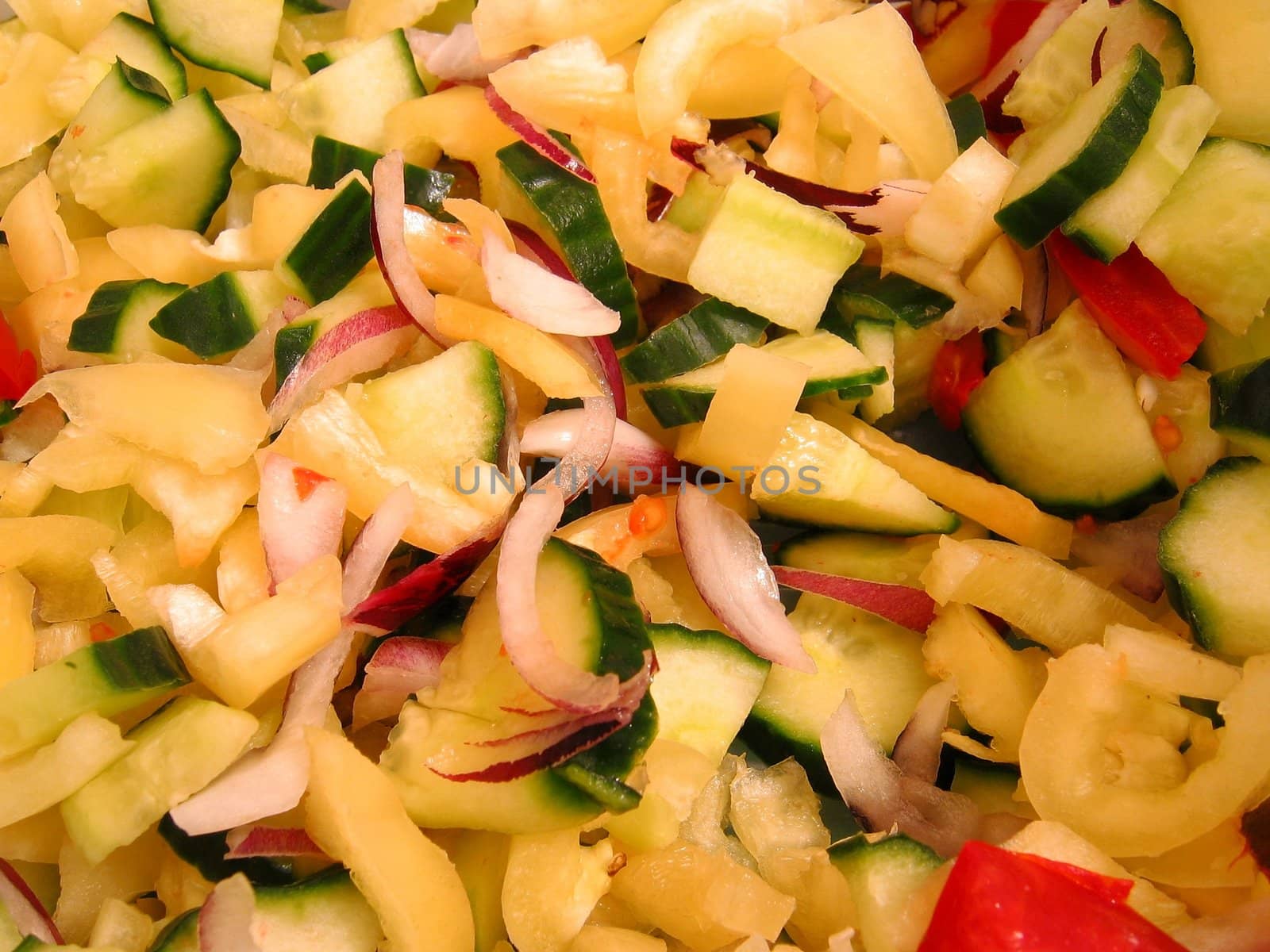 Pieces of chopped vegetables