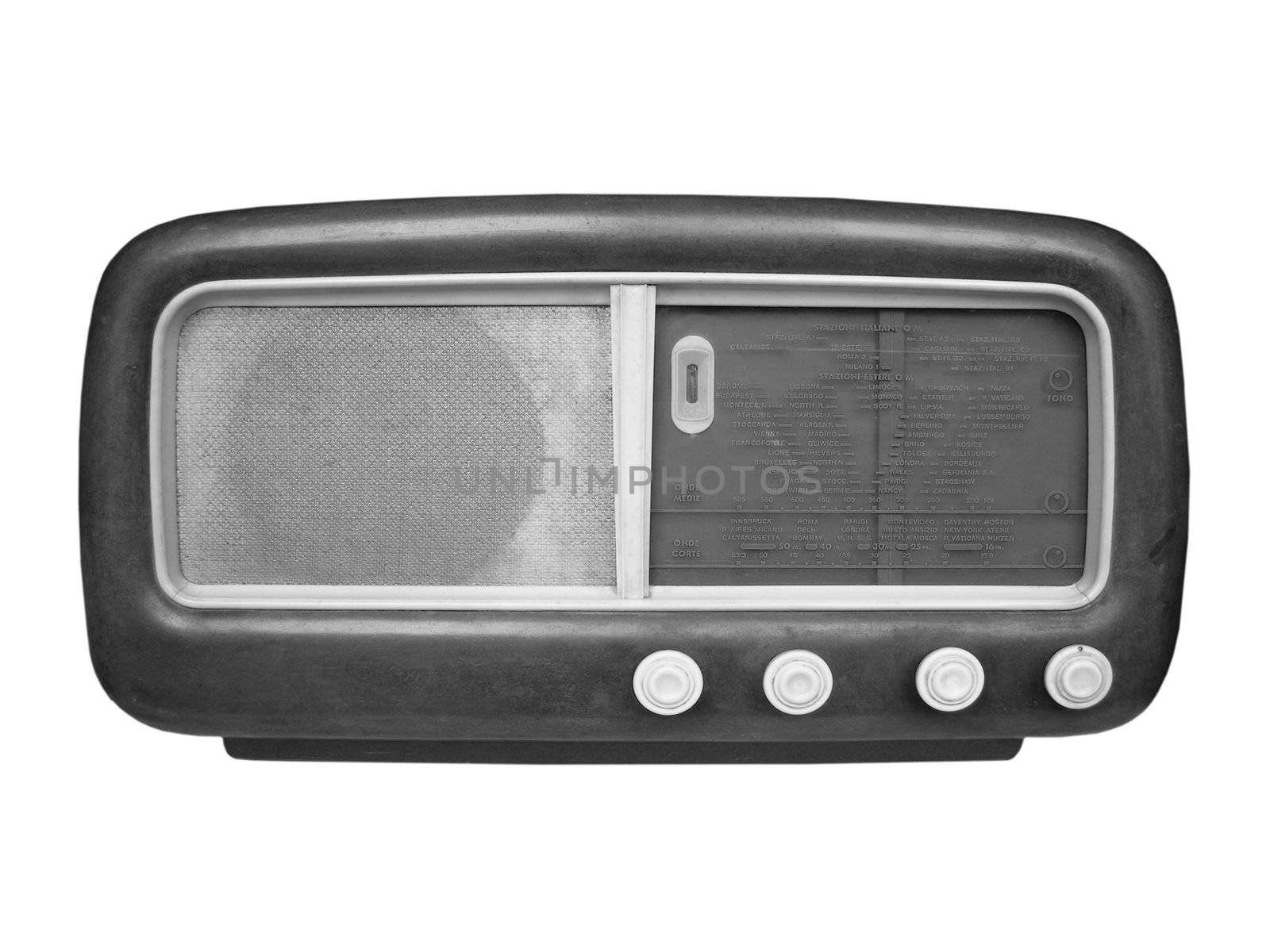 Old AM radio tuner - in black and white