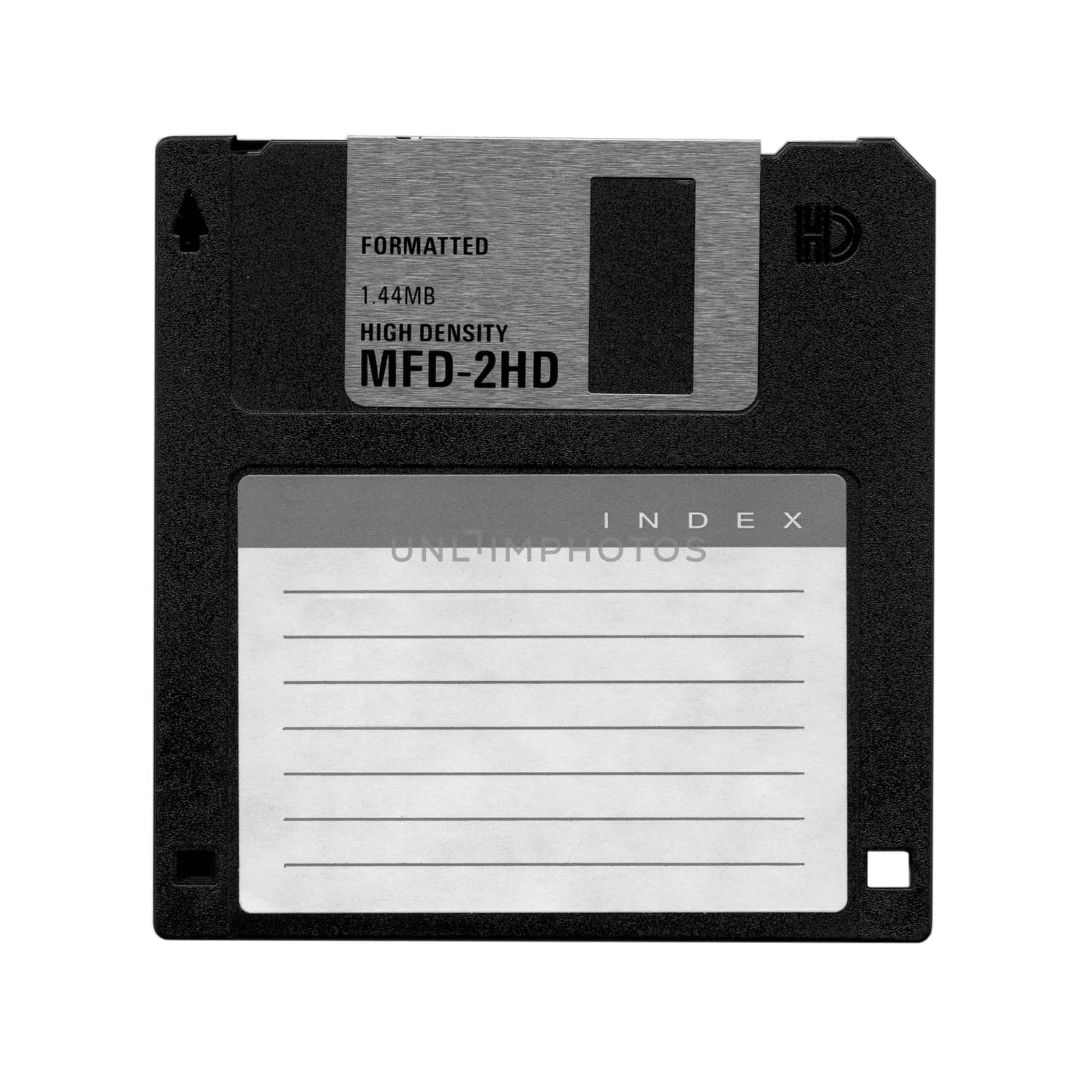 Floppy Disk magnetic computer data storage support - in black and white