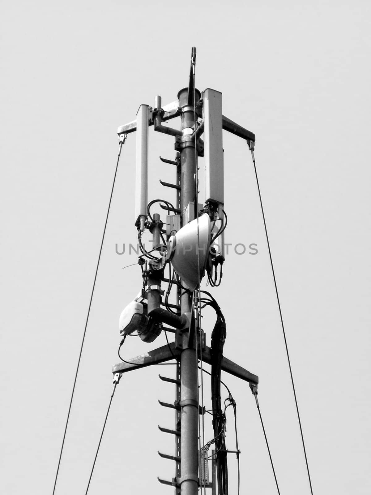 Tower for telecommunication aerial antenna - in black and white