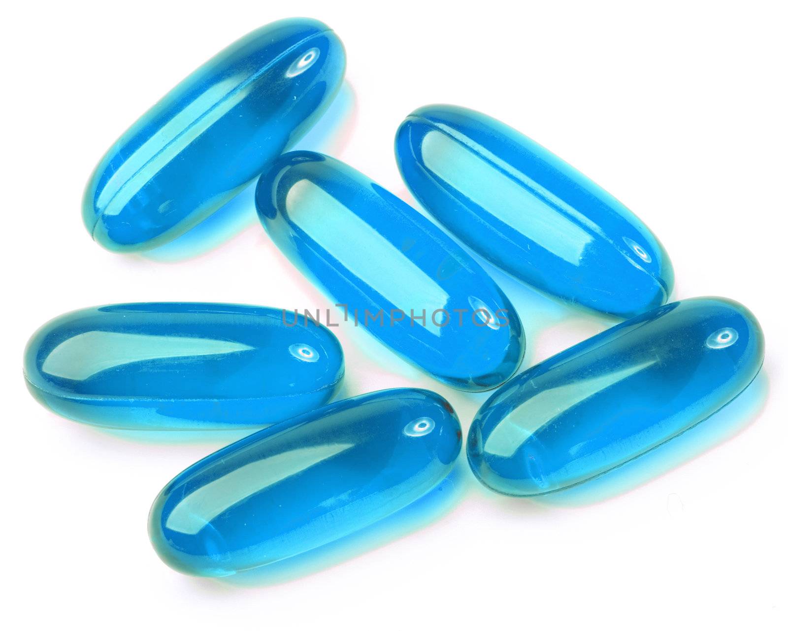 blue tablets isolated on white background