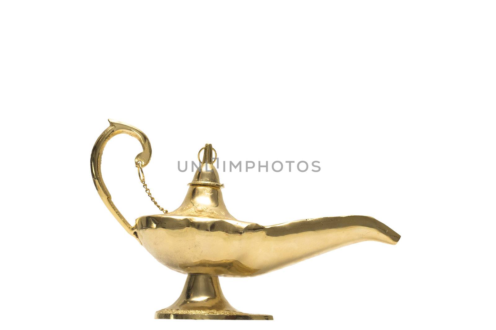 An arabic magic lamp, isolated on white.
