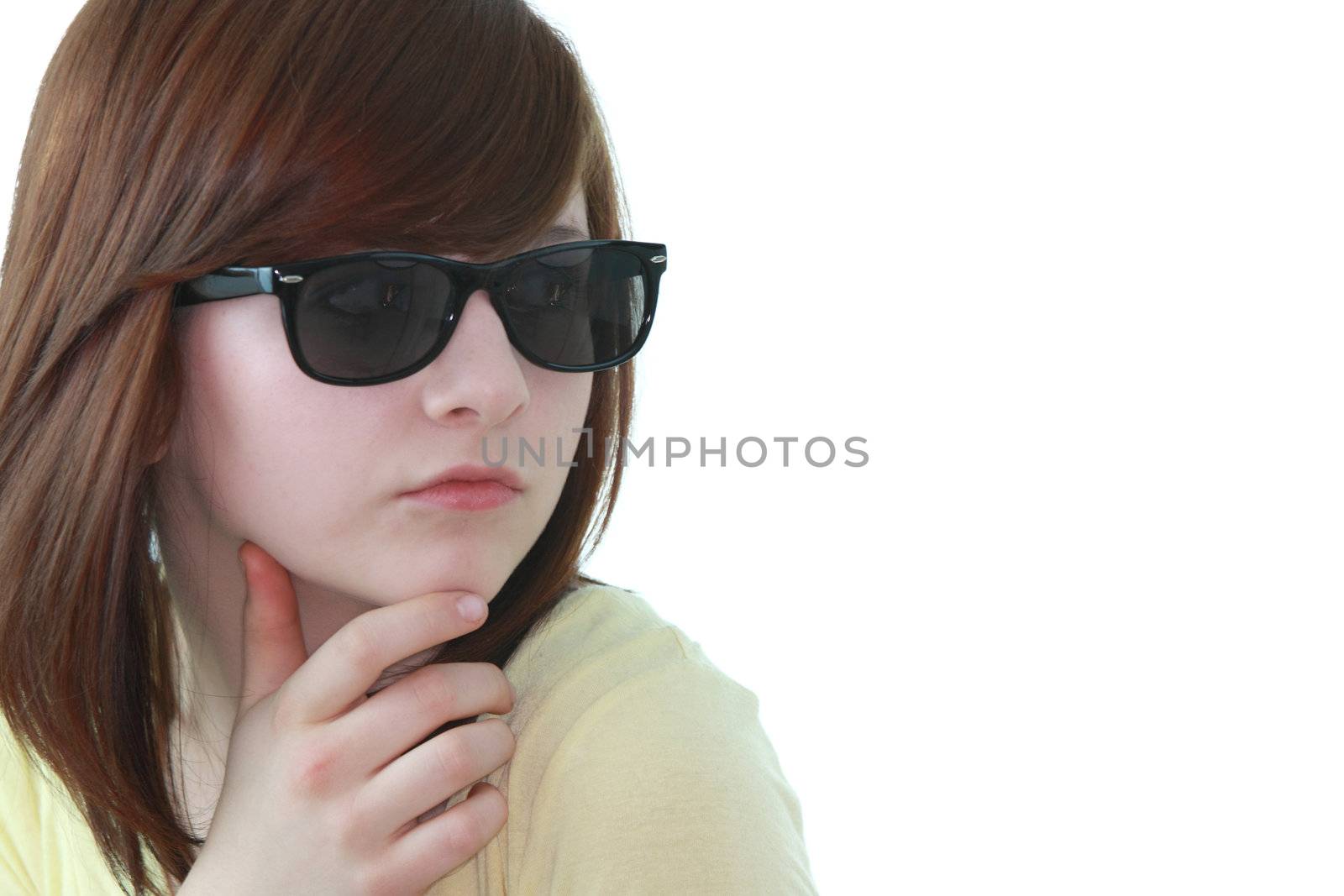 Young girl with black sunglases