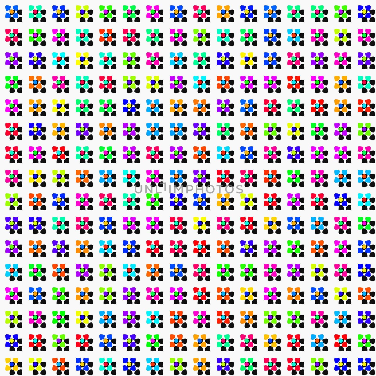 seamless texture of colorful abstracted flowers and hard shadows