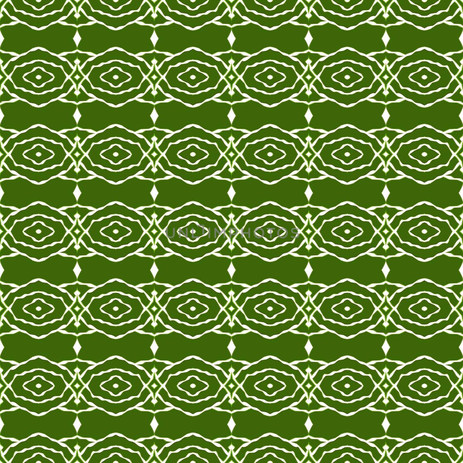 seamless texture of abstracted olive green shapes in tribal style