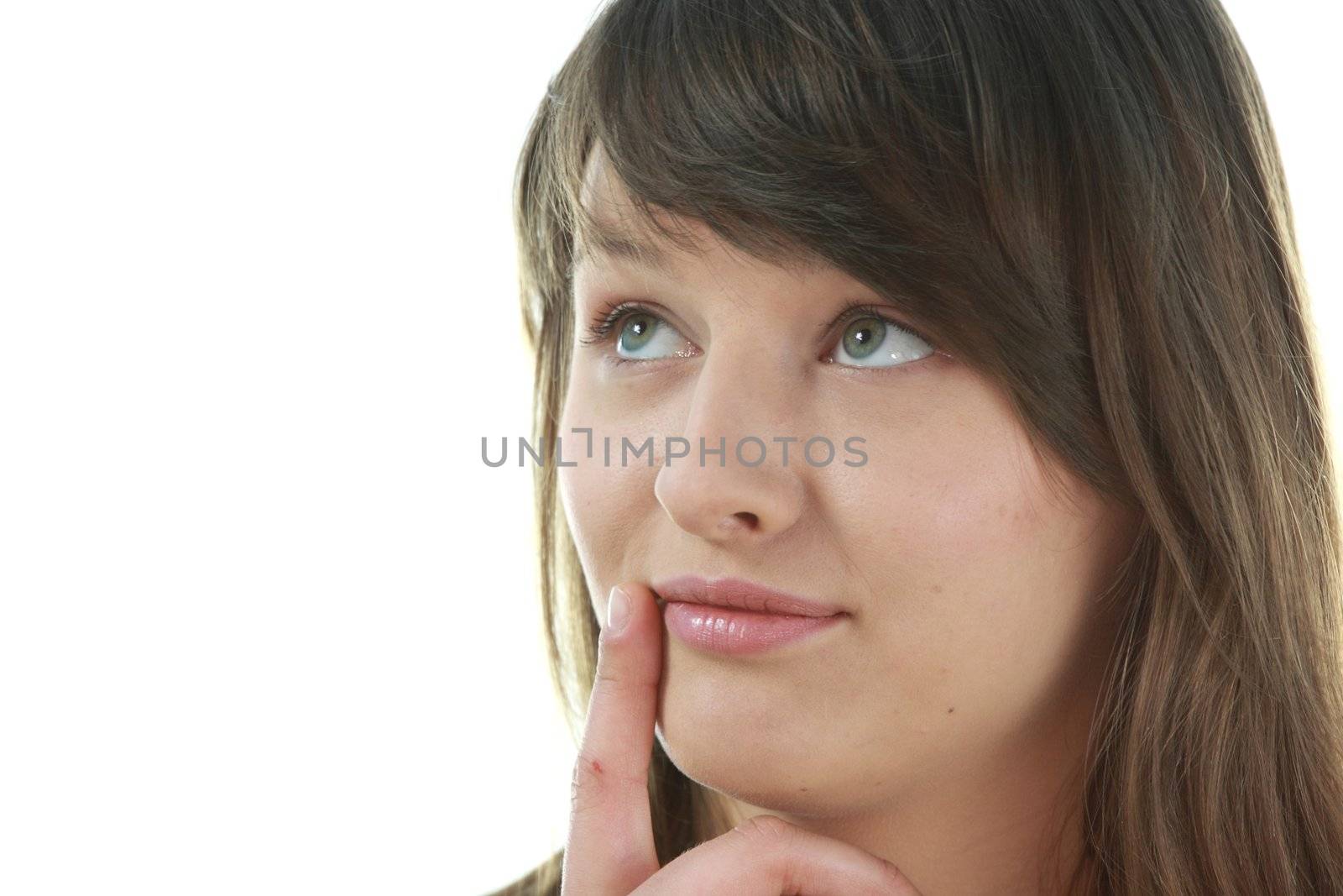 Young girl posing isolated on white by BDS