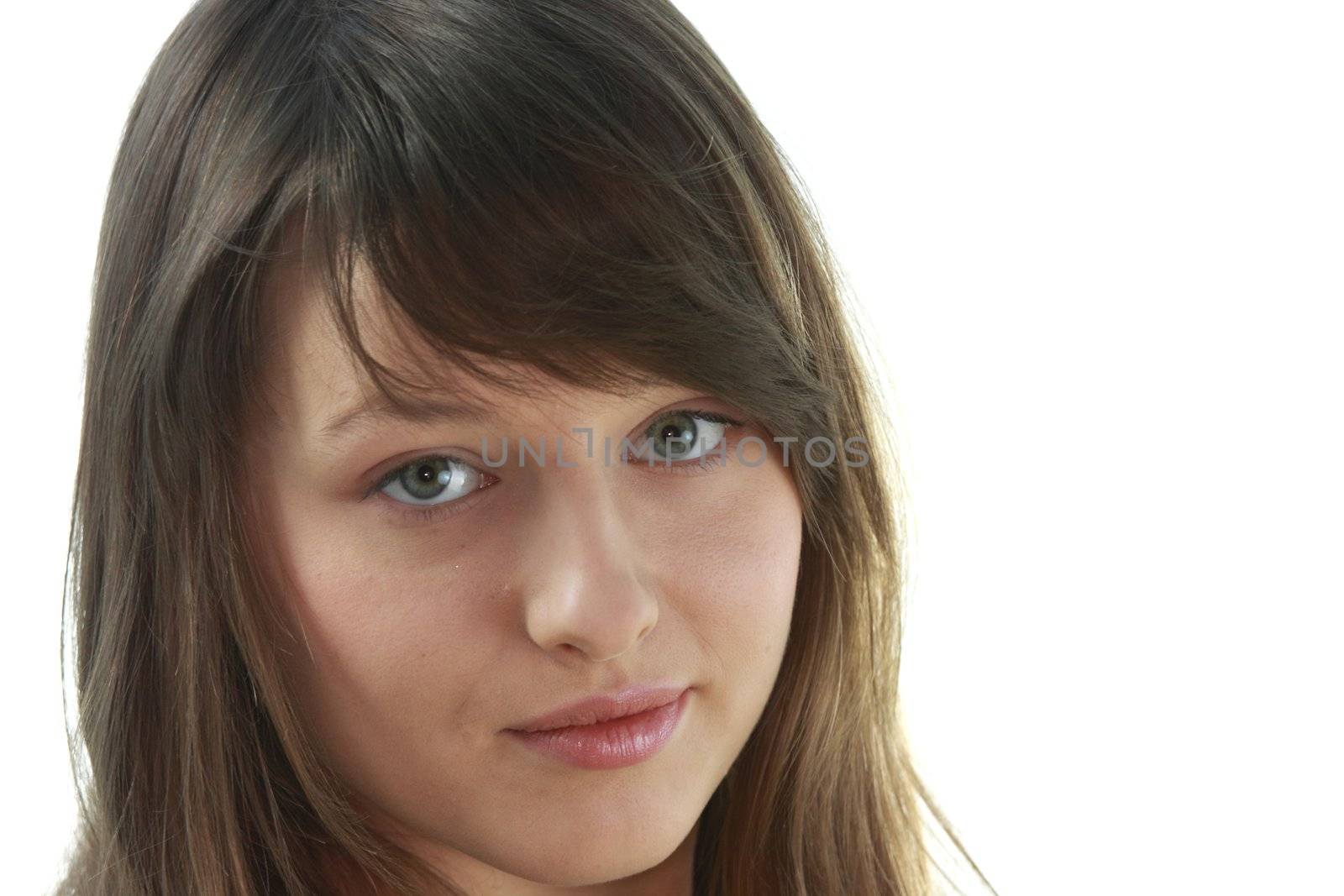 Young girl posing isolated on white