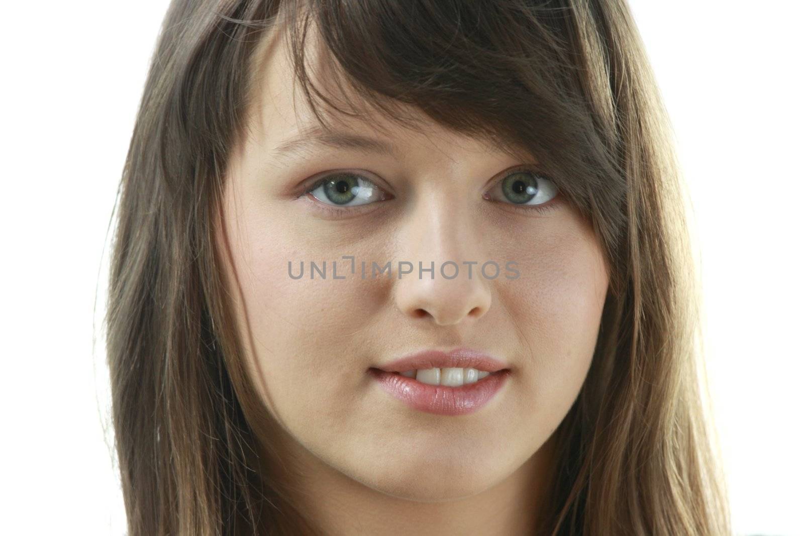 Young girl posing isolated on white