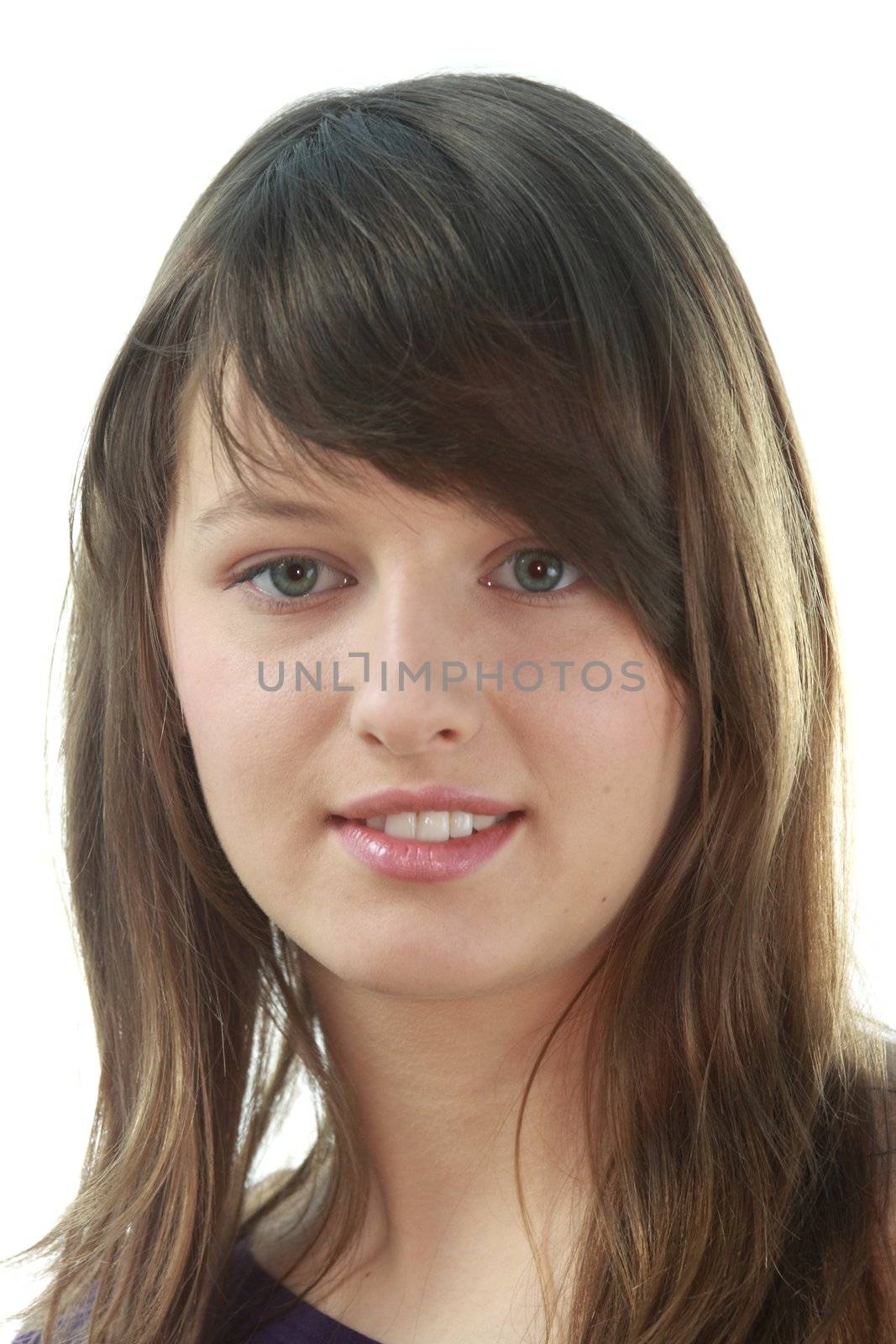 Young girl posing isolated on white