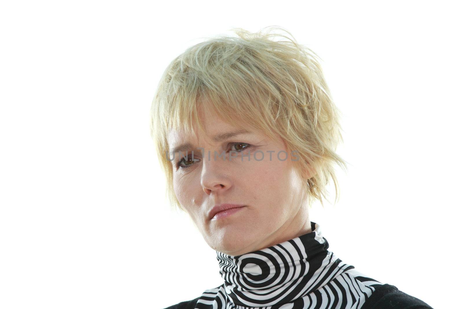 Older woman portrait over white background