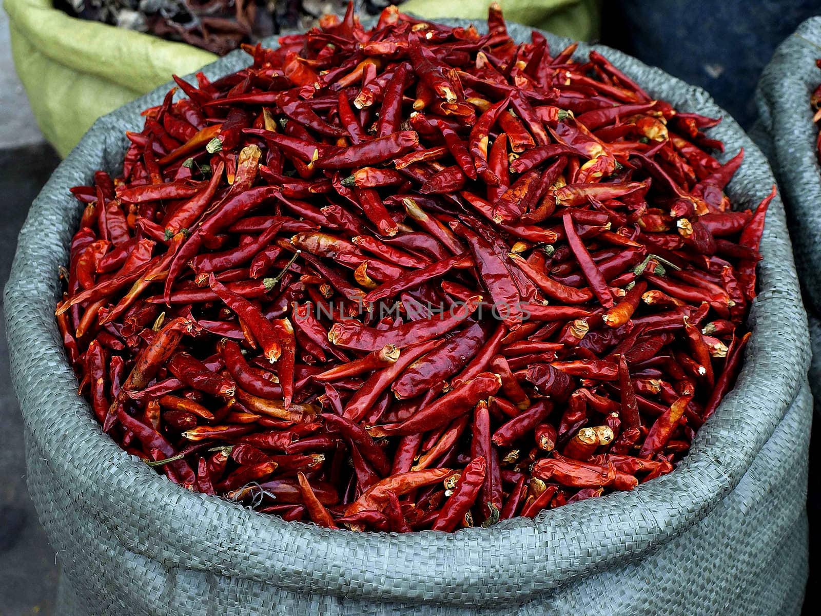 dried chili at a chinese farmer market